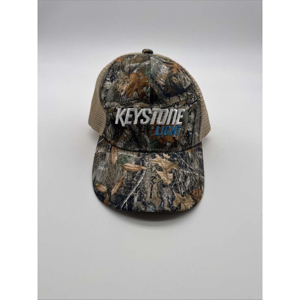 Keystone Light Baseball Hat Camo Trucker Cap SnapBack Mesh Beer
